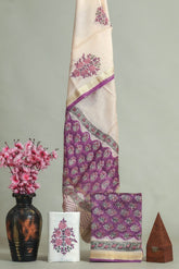 Premium Hand Block Printed Maheshwari Silk Suit(BFMAH29)